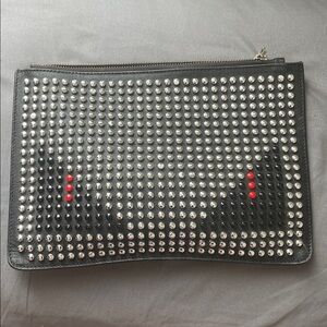 Fendi Black Leather Fully Studded Monster eyes bag